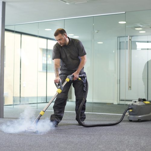 steam cleaning the office carpet